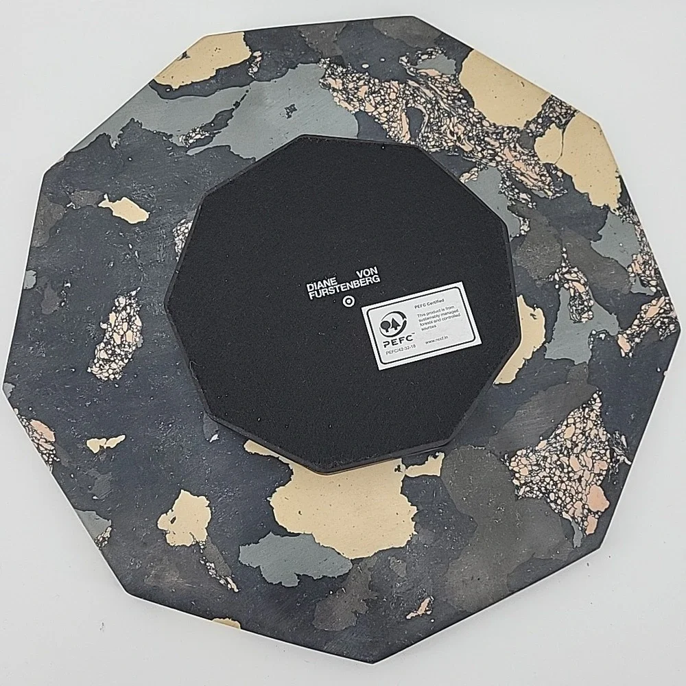 Diane von Furstenberg DVF Target Neutral Marble Stone Lazy Susan Serving Stand